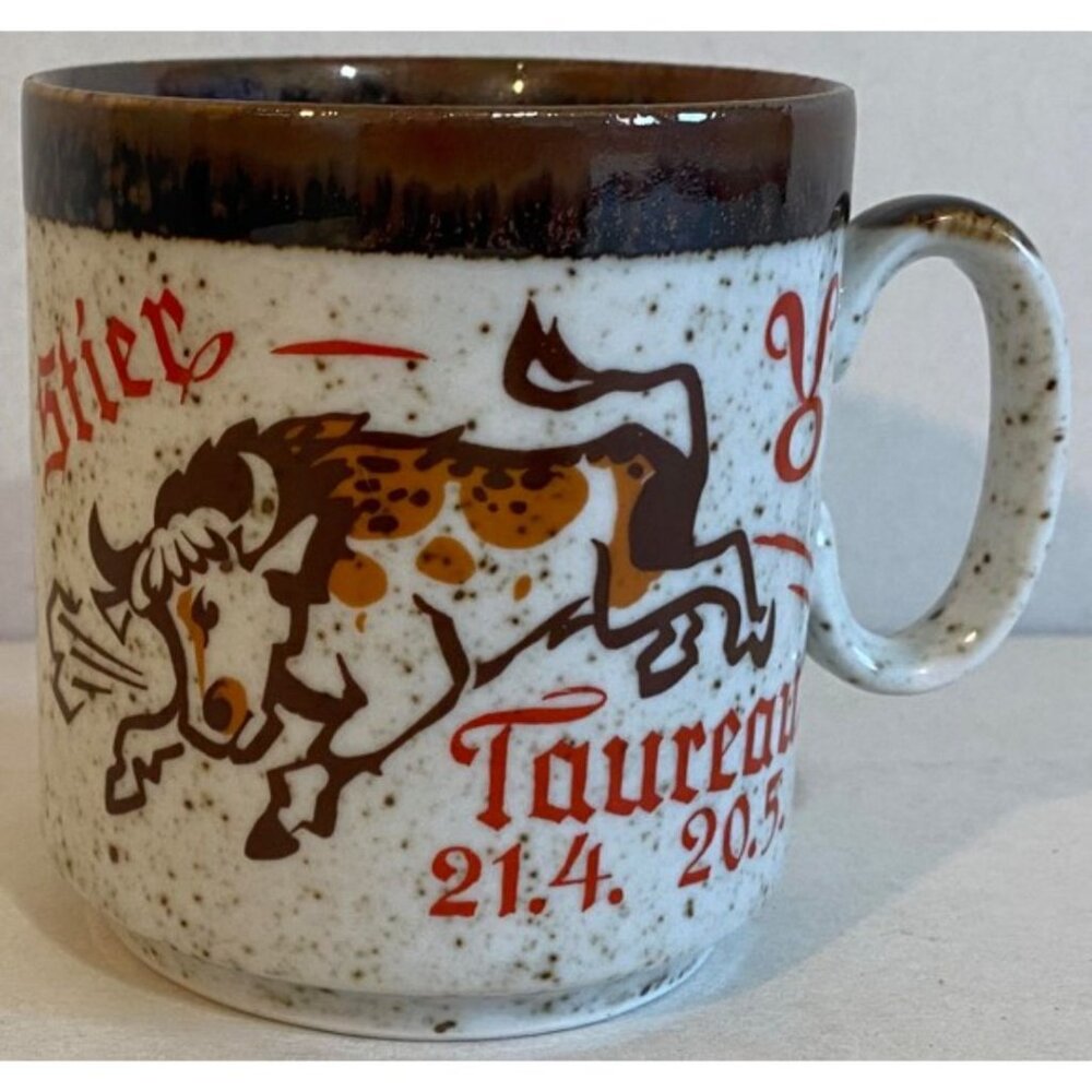 Vintage Stier Taureau 21.4. - 20.5  Ceramic Collectible Mug.  Taurus Zodiac